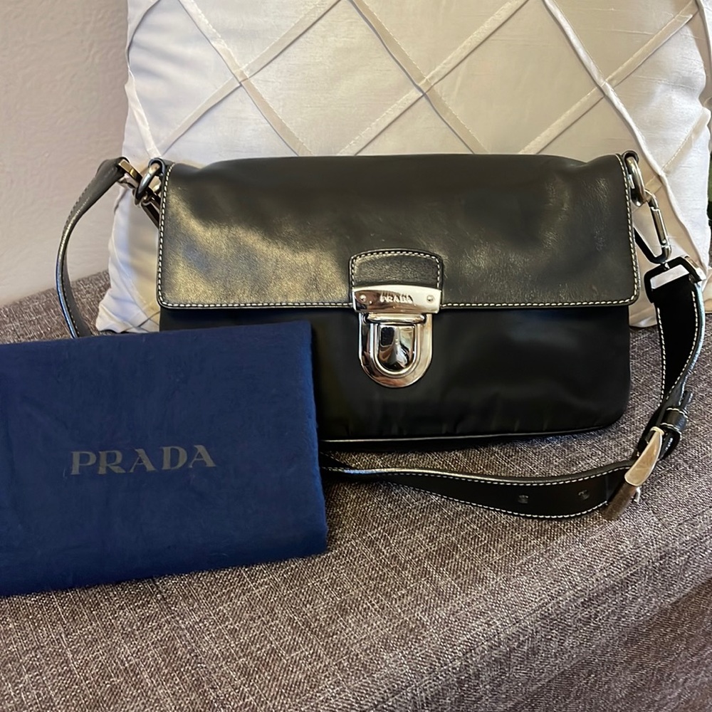 Prada nylon and leather shoulder bag